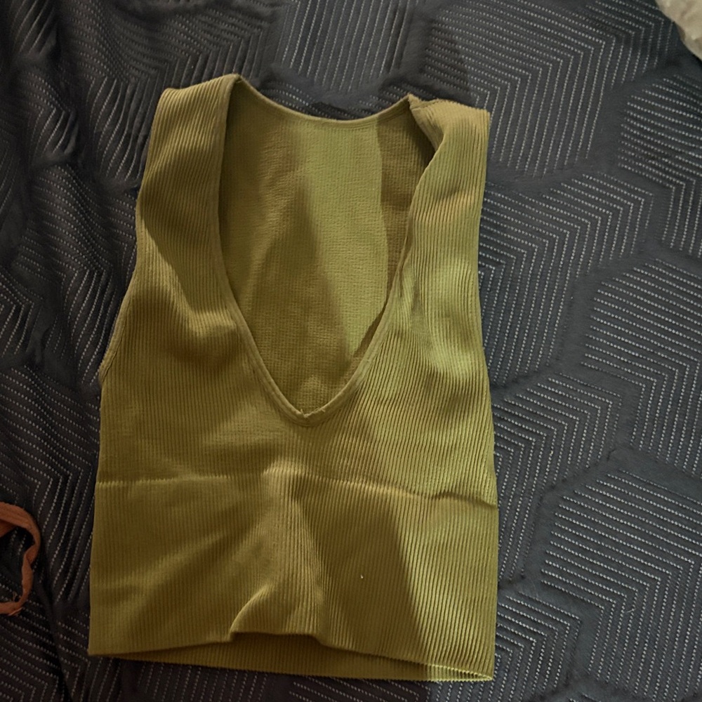 Aerie Olive Ribbed Tank Top